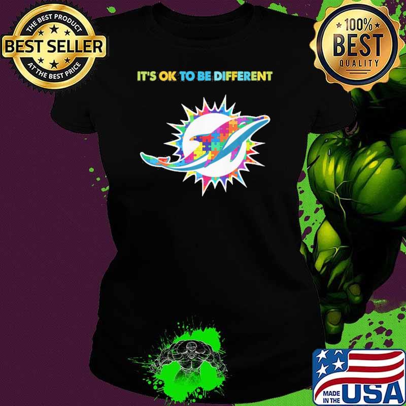 Miami Dolphins it's ok to be different Autism s Ladies tee Miami Dolphins it's ok to be different Autism s Ladies tee