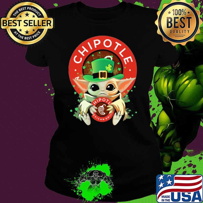 Original baby yoda hug Chipotle Mexican Grill St.Patrick's day shirt