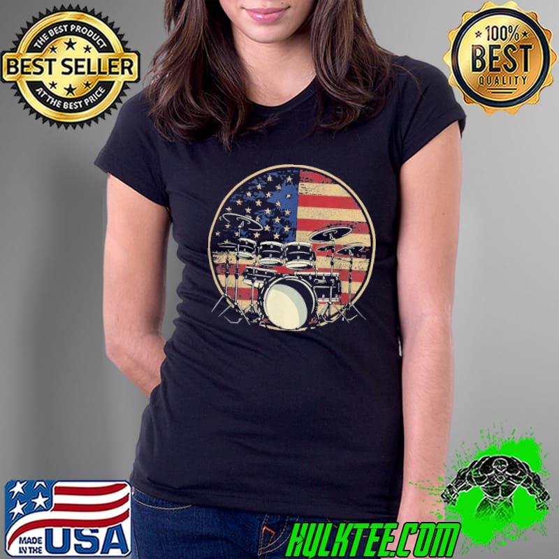 Patriotic US Flag America Drums Drumming Drummer shirt