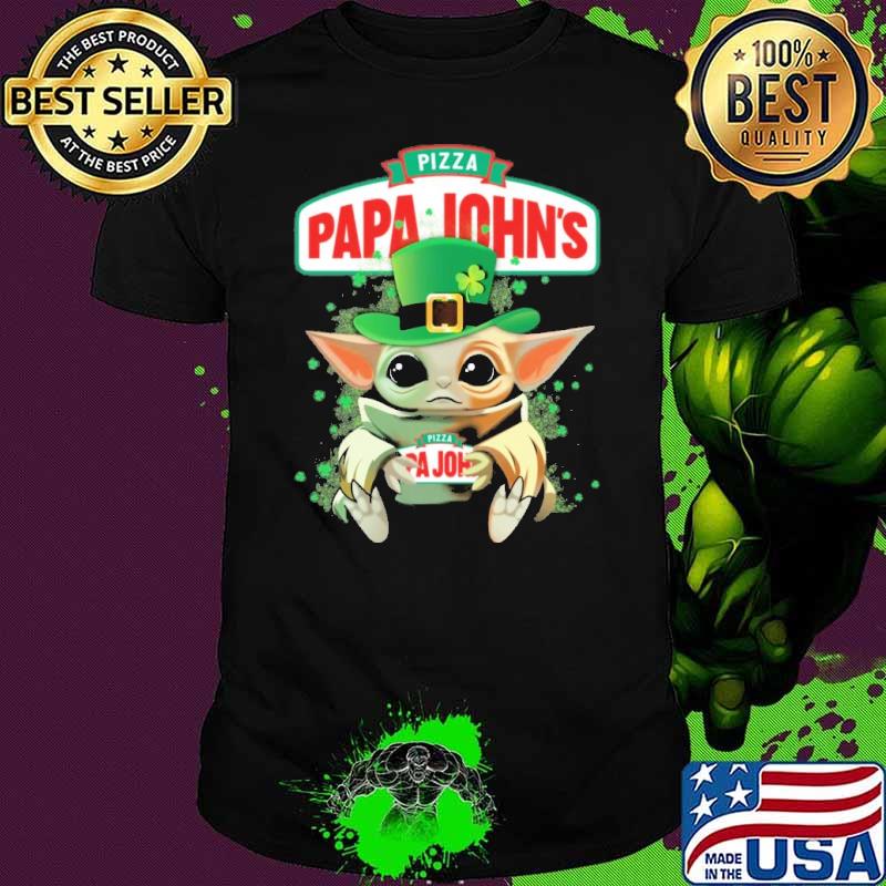 Pizza papa John's baby yoda hug st.Patrick's day shirt
