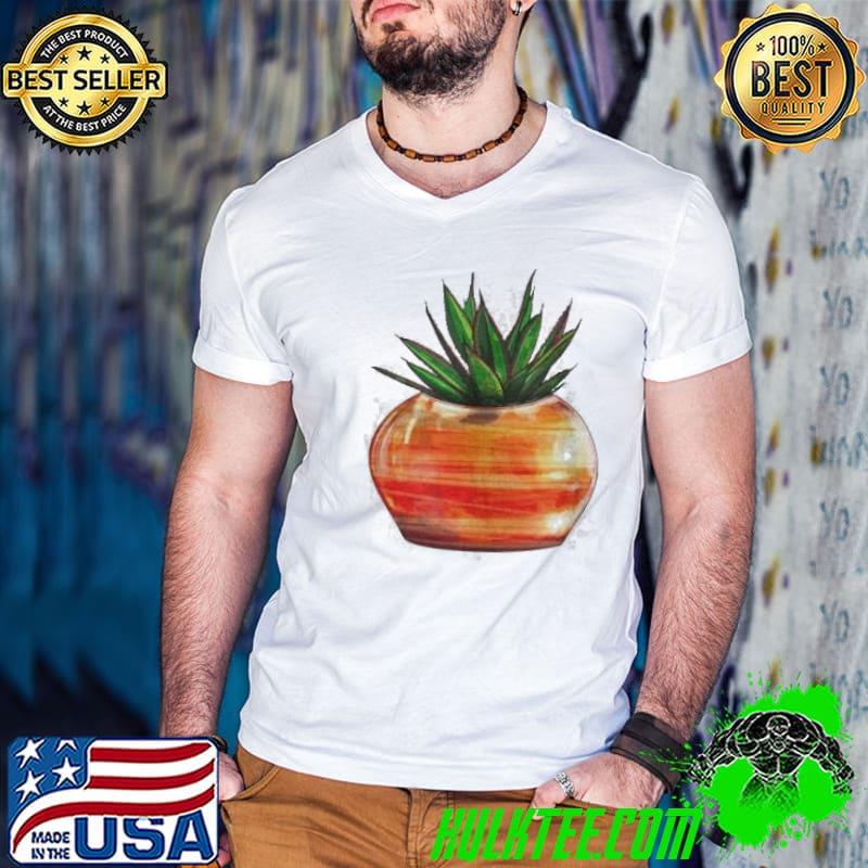 Plant In Reflective Pot Light Copper shirt