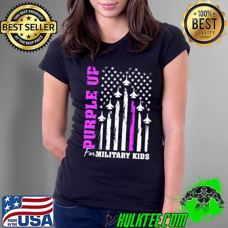 Purple Up For Military Kids Military Child Month Air Force Usa Flag T-Shirt