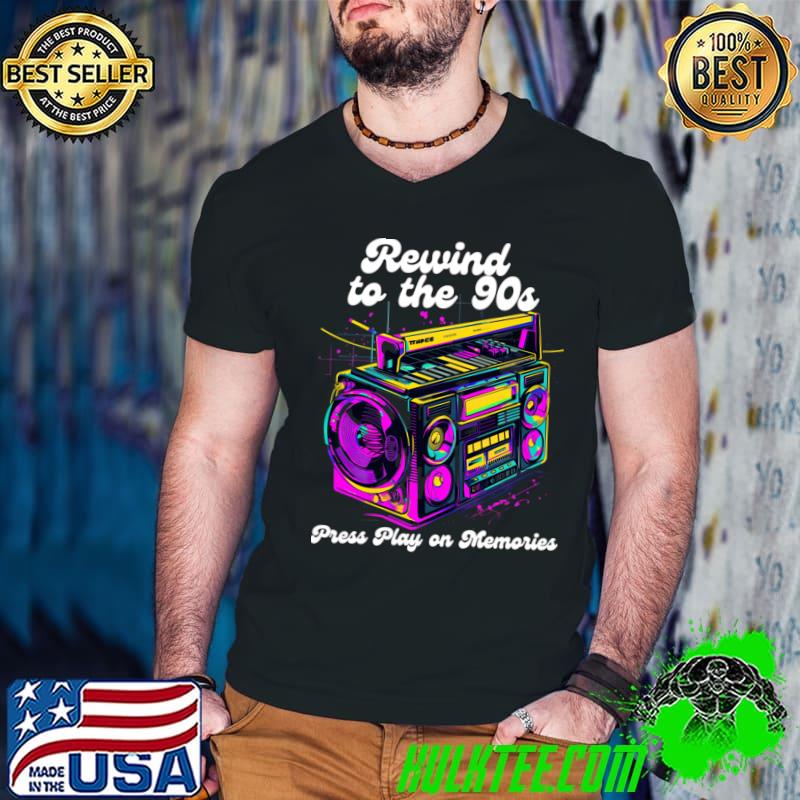 Rewind To The 90s Press Play On Memories Watercolor Music T-Shirt Guys V Neck Rewind To The 90s Press Play On Memories Watercolor Music T-Shirt Guys V Neck