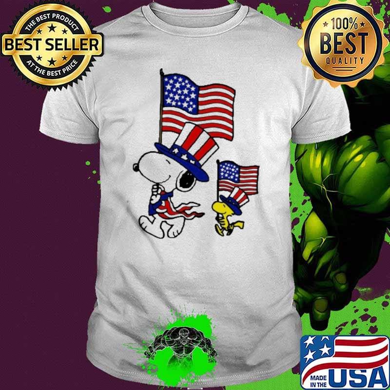 Snoopy and woodstocks America flag shirt