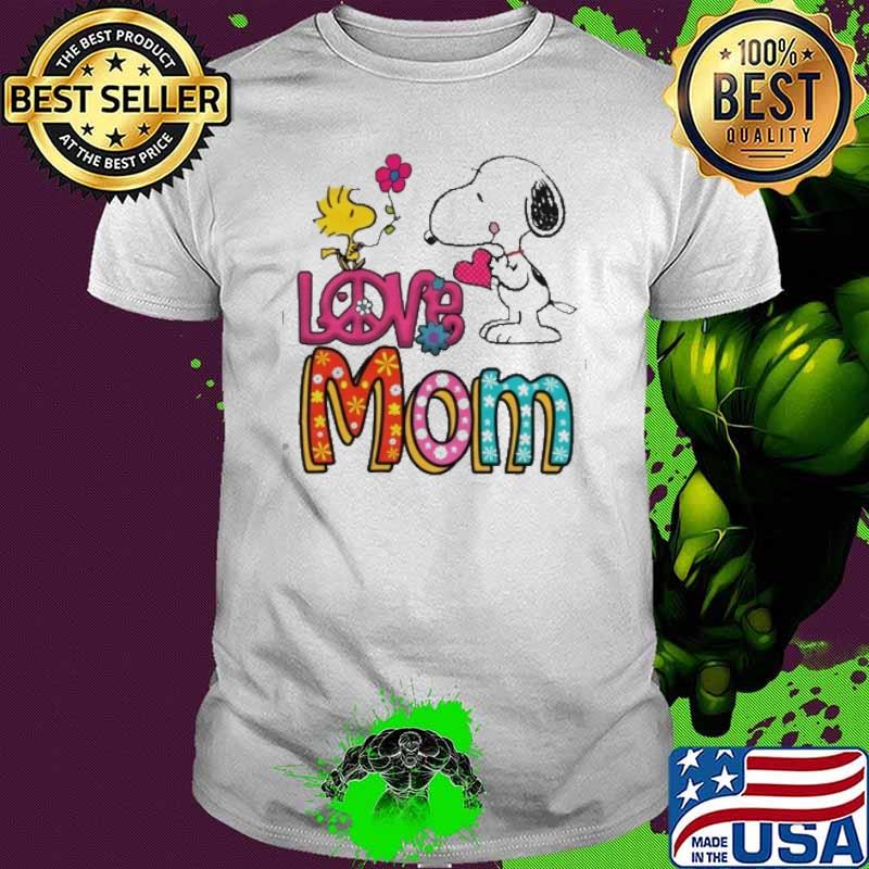 Snoopy and woodstocks love mom flower shirt