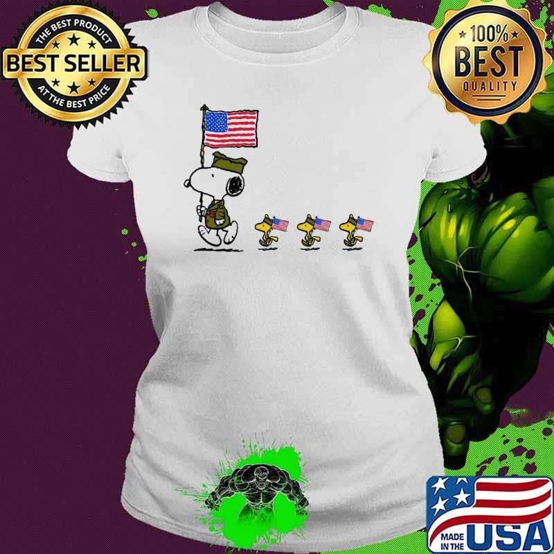 Snoopy woodstock America flag veteran s Ladies tee Snoopy woodstock America flag veteran s Ladies tee