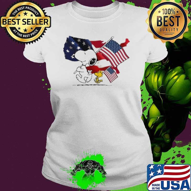 Snoopy woodstocks America flag veteran s Ladies tee Snoopy woodstocks America flag veteran s Ladies tee