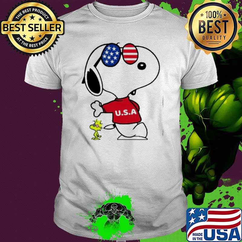 Snoopy woodstocks USA America flag shirt