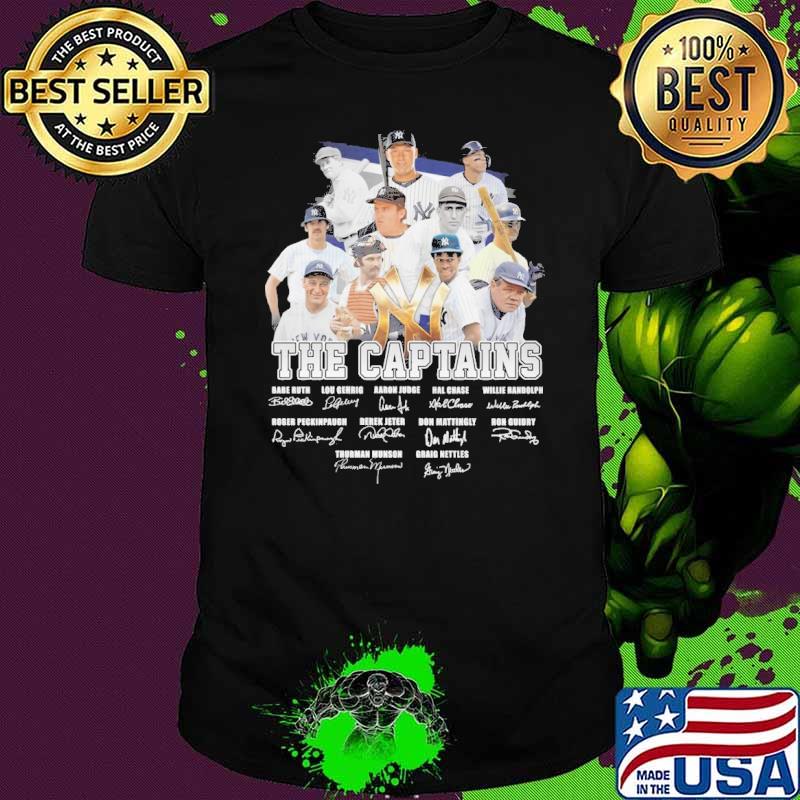 The captains Babe ruth lou genrig signatures Yankees shirt