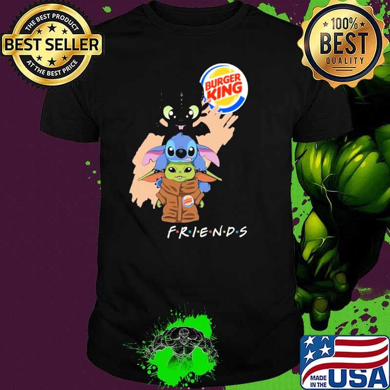 Toothless Stitch baby yoda Burger king friends shirt