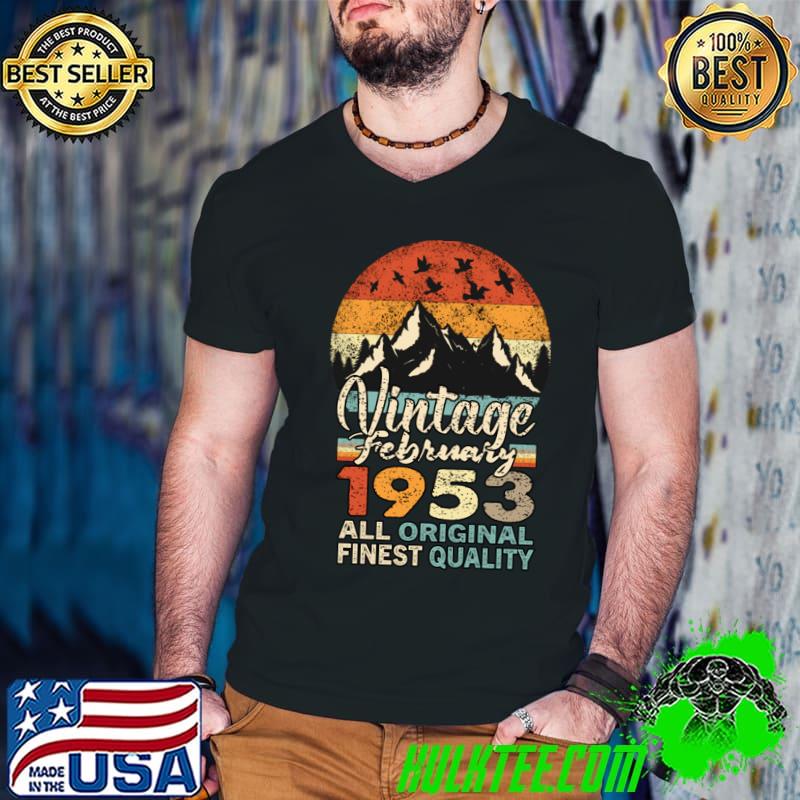 Vintage February 1953 All Original Finest Quality Birthday Legends Mountain T-Shirt Guys V Neck Vintage February 1953 All Original Finest Quality Birthday Legends Mountain T-Shirt Guys V Neck