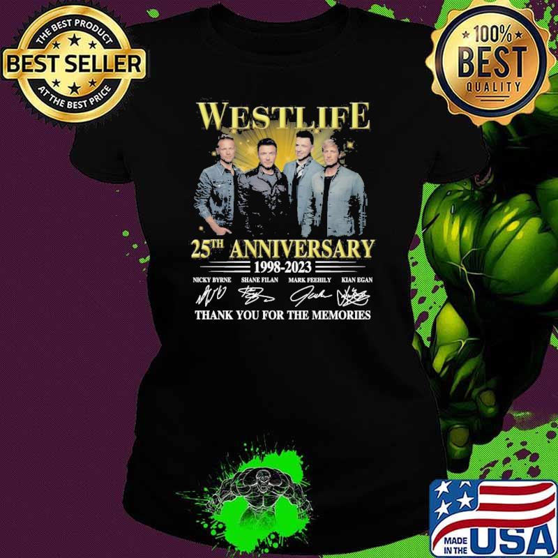 Westlife 25th anniversary 1998 2023 thank you for the memories signatures shirt