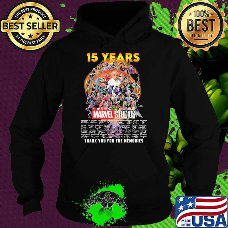 15 years Marvel Studios thank you for the memories signatures s Hoodie 15 years Marvel Studios thank you for the memories signatures s Hoodie