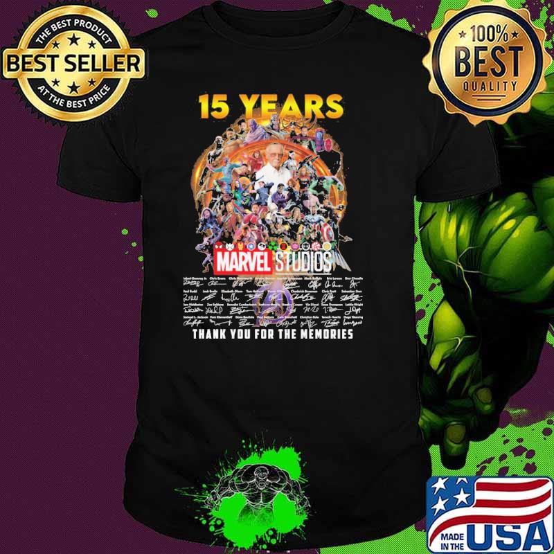 15 years Marvel Studios thank you for the memories signatures shirt