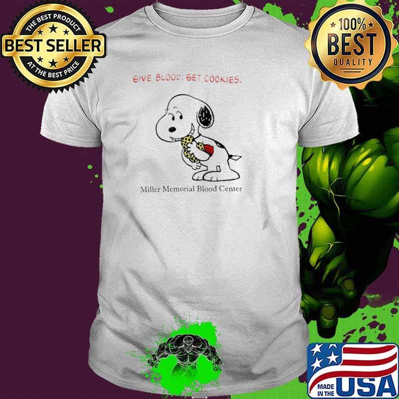 90s Peanuts Snoopy Give Blood get cookies Active miller memorial blood center shirt