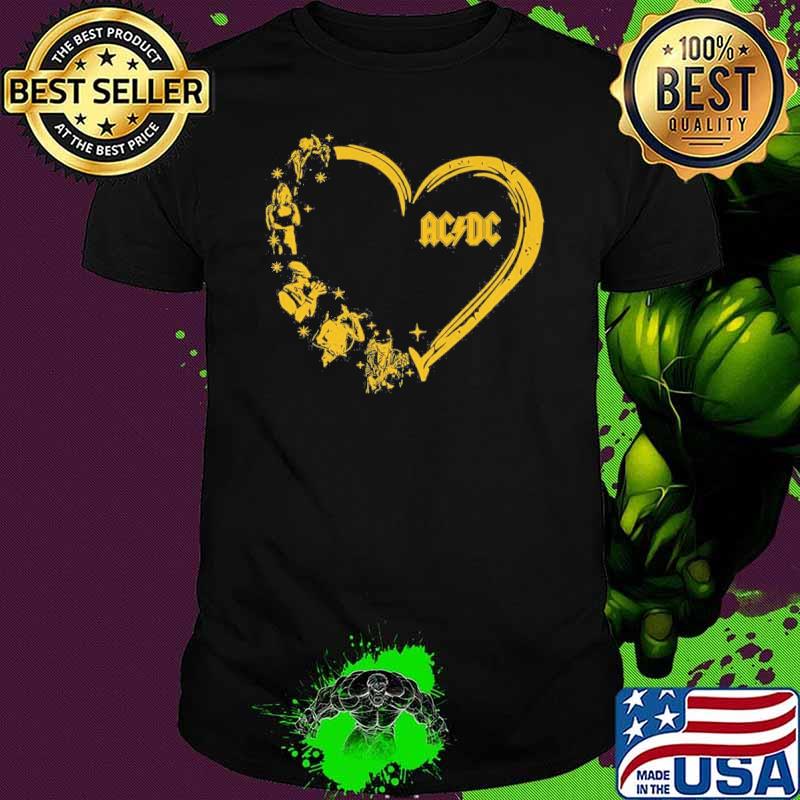 AC DC band music love heart diamond shirt