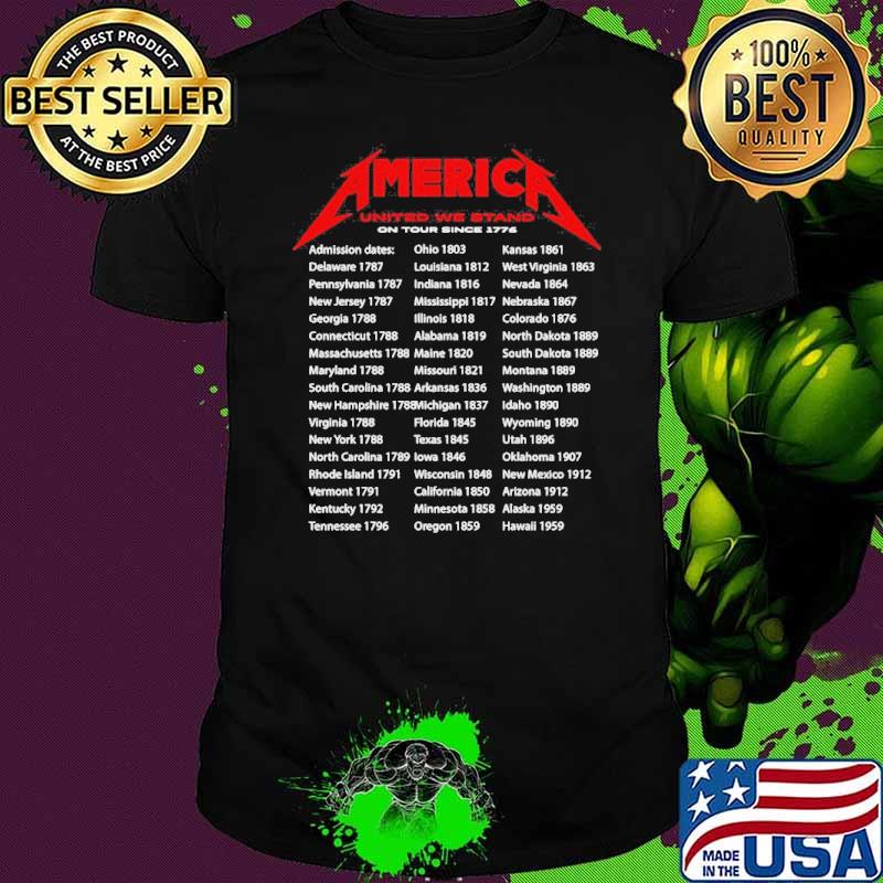 America United we stand on tour since 1776 Admission dates Ohio 1803 shirt