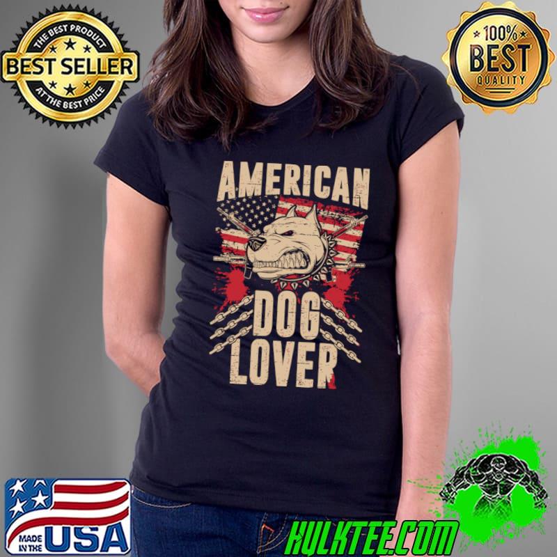 American dog lover gun usa flag veteran T-Shirt