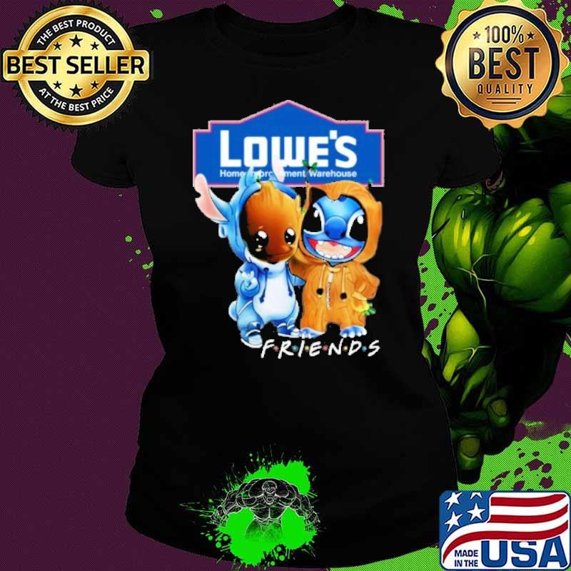 Baby groot and Stitch Lowe's warehouse friends s Ladies tee Baby groot and Stitch Lowe's warehouse friends s Ladies tee