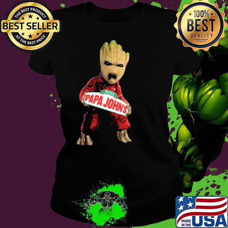 Baby groot Pizza papa john's s Ladies tee Baby groot Pizza papa john's s Ladies tee