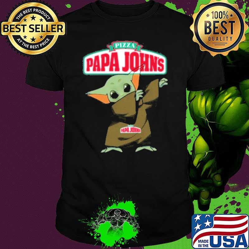 Baby yoda dabbing pizza papa john's shirt