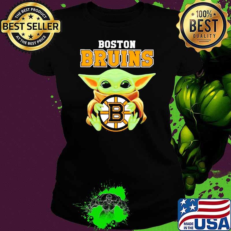 Baby Yoda hug Boston Bruins logo 2023 sport s Ladies tee Baby Yoda hug Boston Bruins logo 2023 sport s Ladies tee