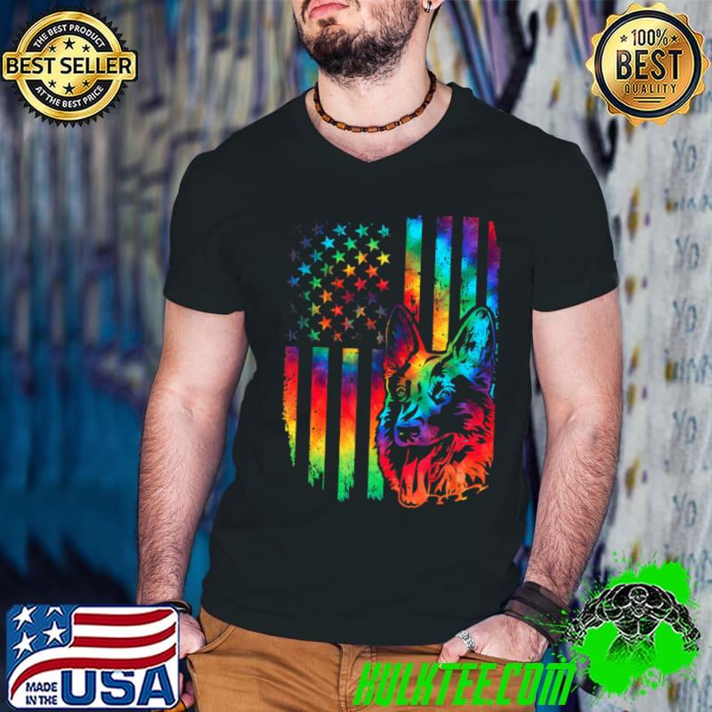 Best German Shepherd Dad Ever USA Flag Tie Dye 4th Of July T-Shirt