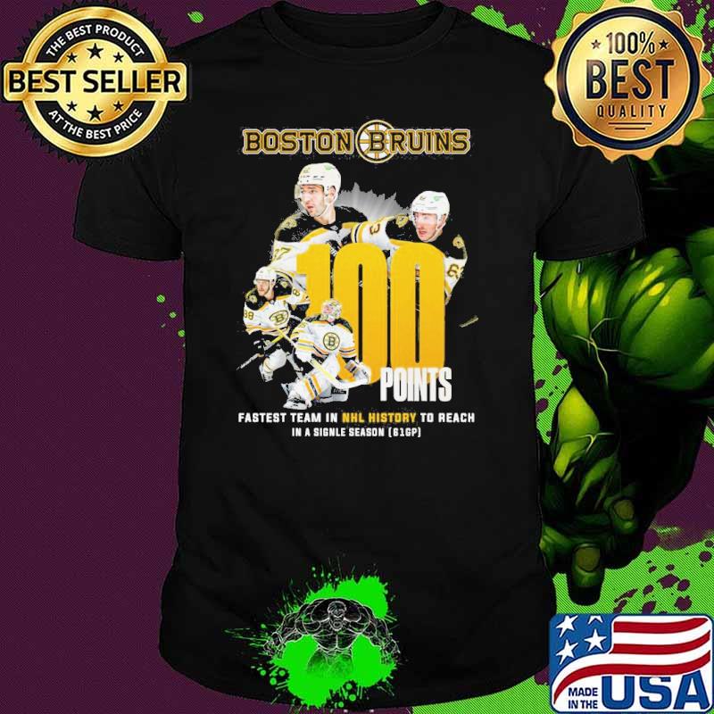 Boston Bruins 100 points fastest team in NHL history to reach shirt