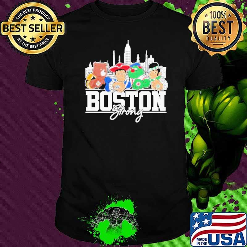 Boston Bruins New England Patriots Boston Red Sox and Boston Celtics Boston Strong Skylines sport shirt