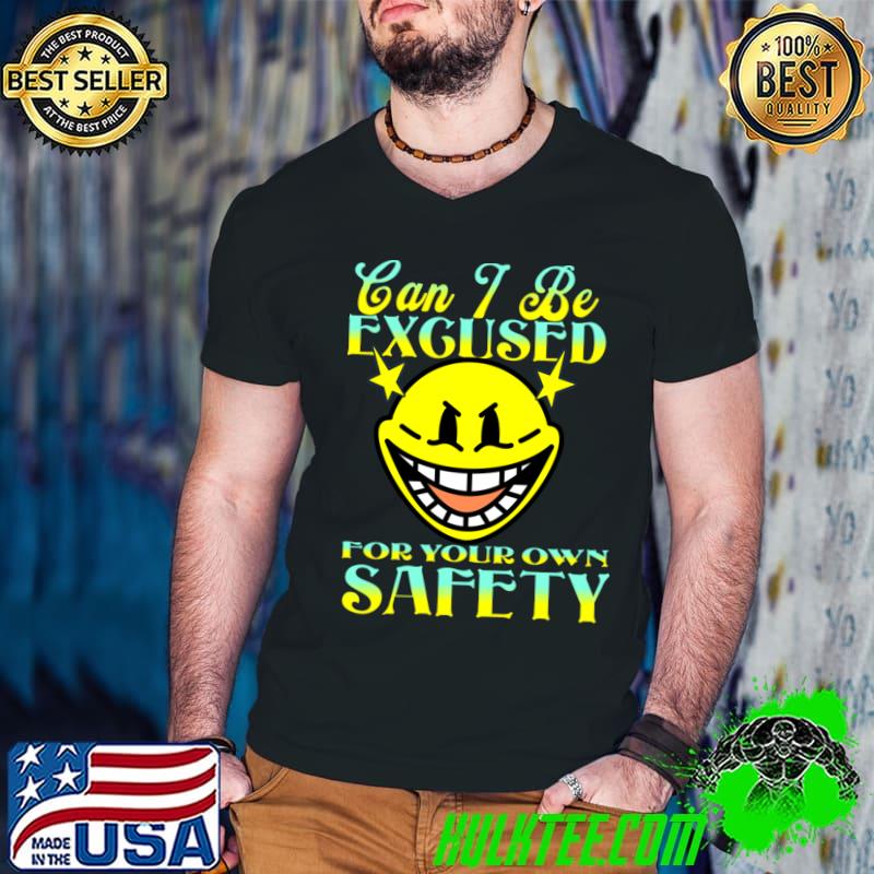 Can I Be Excused For Your Own Safety Face T-Shirt Guys V Neck Can I Be Excused For Your Own Safety Face T-Shirt Guys V Neck