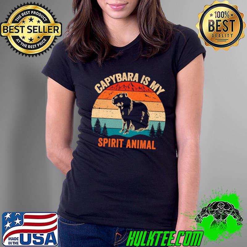 Capybara Is My Spirit Animal Forest Vintage Sunset T-Shirt