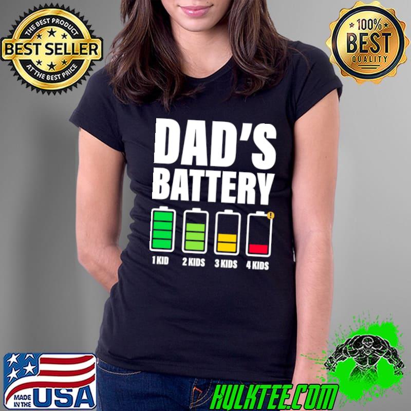 Dad Of 4 Kids Low Battery Father’s Day Colors T-Shirt