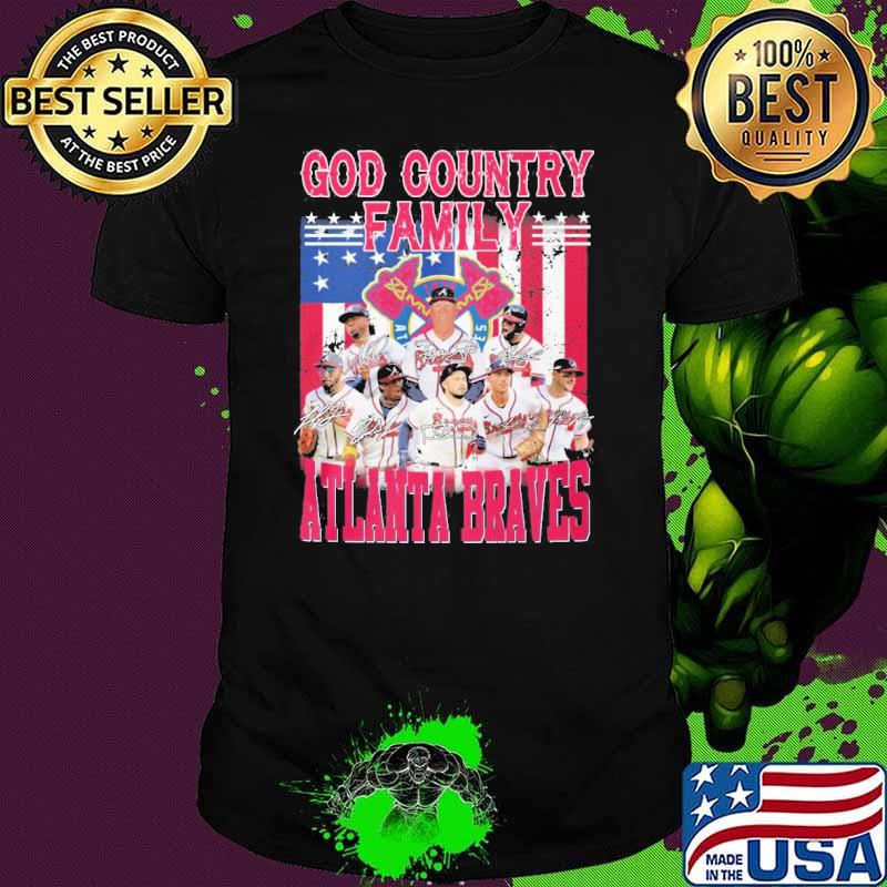 God country family Atlanta Braves America flag signatures shirt