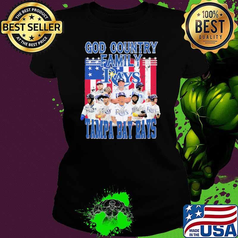 God country family Rays Tampa bay rays America flag signatures s Ladies tee God country family Rays Tampa bay rays America flag signatures s Ladies tee