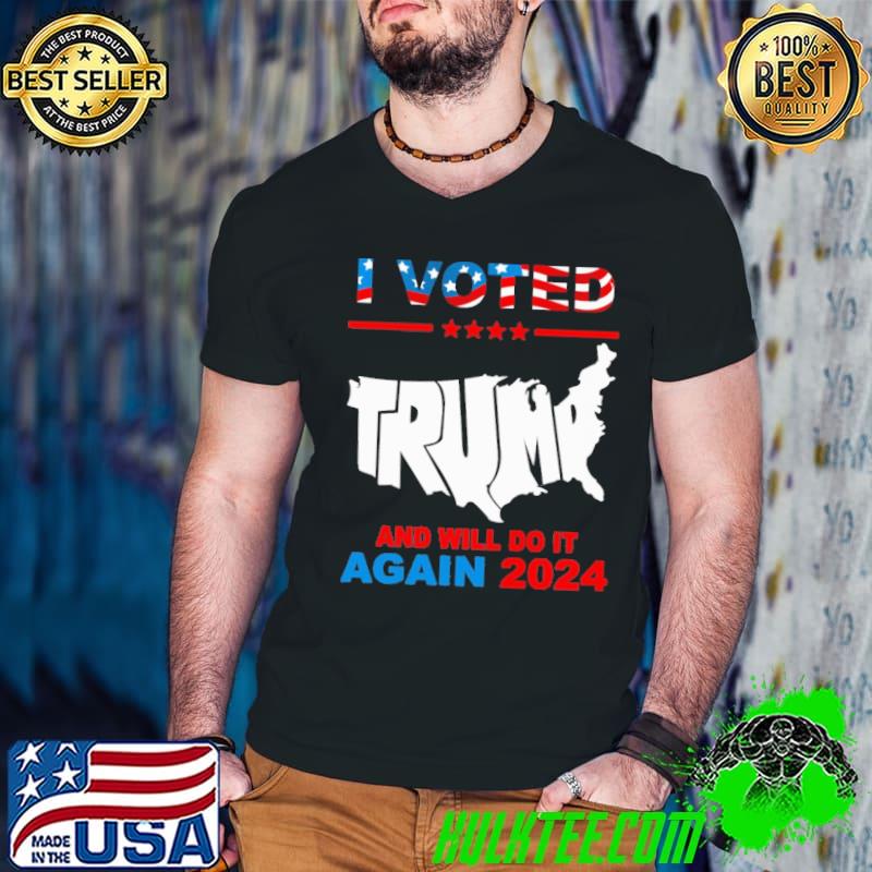 I voted Trump and will do it again 2024 America flag s Guys V Neck I voted Trump and will do it again 2024 America flag s Guys V Neck