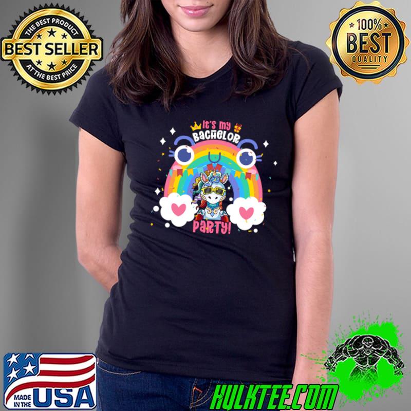 It's My Bachelor Party Art For Wedding Marriage Unicorn Rainbow T-Shirt