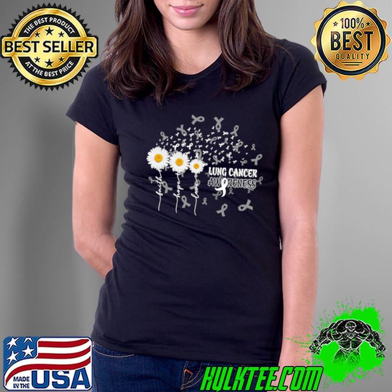 Lung cancer daisy flower faith hope love ribbon T-Shirt