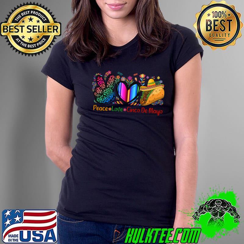 Peace Love Cinco De Mayo Tacos Mexican Party Leopard Tye Die T-Shirt