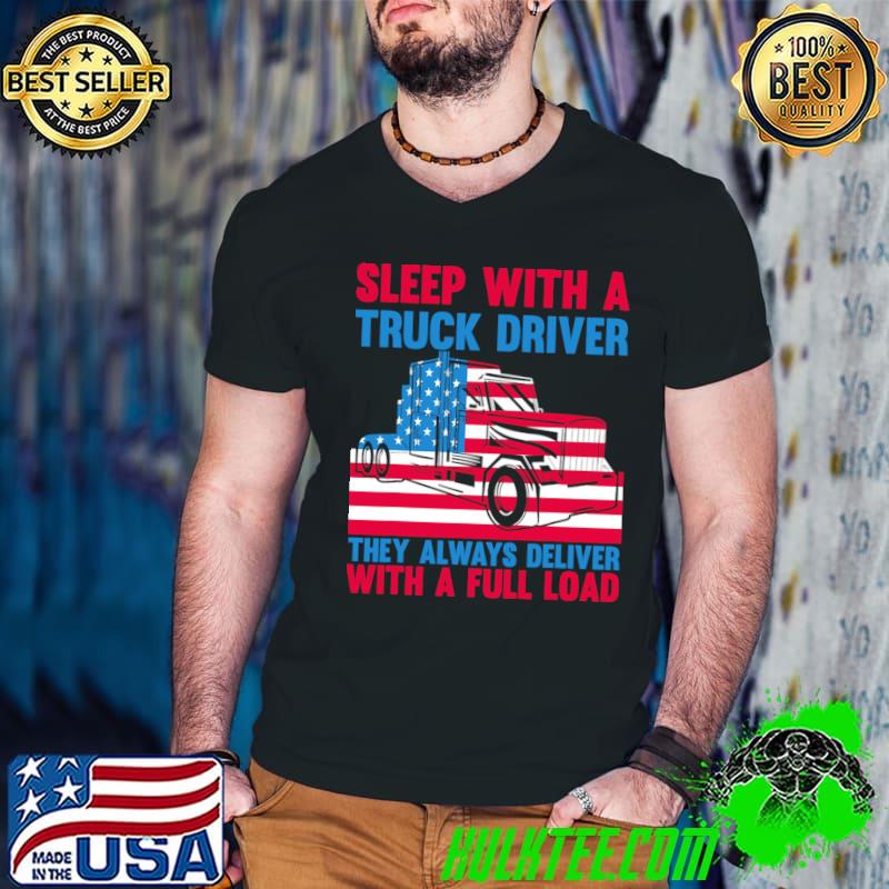 Sleep With A Truck Driver They Always Deliver Us Flag Trucker T-Shirt Guys V Neck Sleep With A Truck Driver They Always Deliver Us Flag Trucker T-Shirt Guys V Neck
