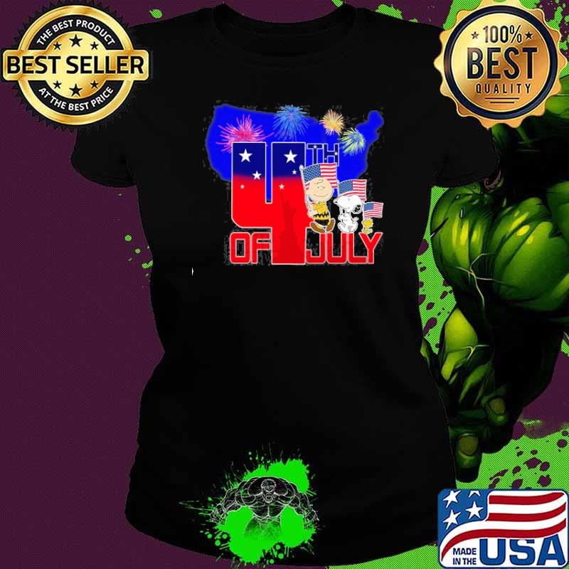 SNOOPY HAPPY 4TH OF JULY firework snoopy charlie brown woodstock s Ladies tee SNOOPY HAPPY 4TH OF JULY firework snoopy charlie brown woodstock s Ladies tee