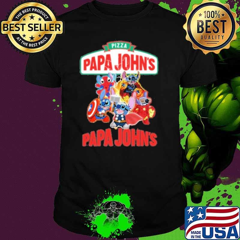 Spiderman Captain America Thor marvel Pizza papa John's stitch shirt