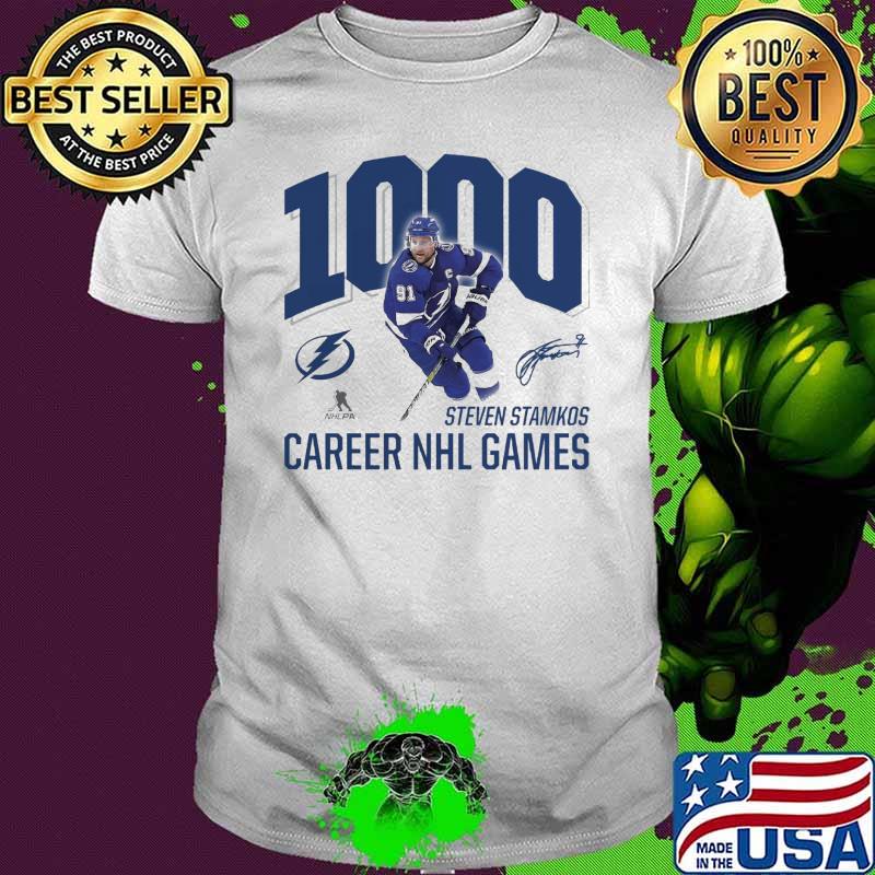 Steven Stamkos Tampa Bay Lightning Fanatics Branded 1000 Career Games signature shirt