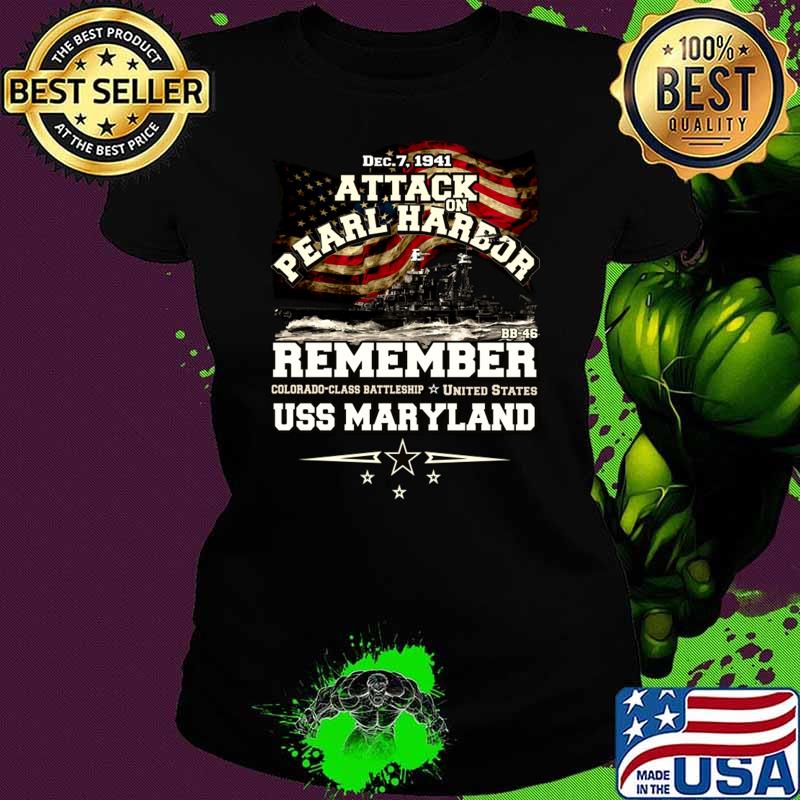 Attack On Pearl Harbor Remember Uss Maryland BB46 American Flag T-Shirt
