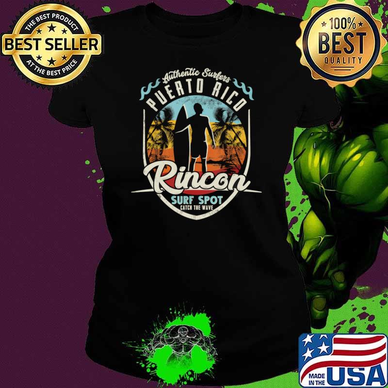 Authentic Surfers Rincon Surfing Vintage Palm Tree Puerto Surf T-Shirt