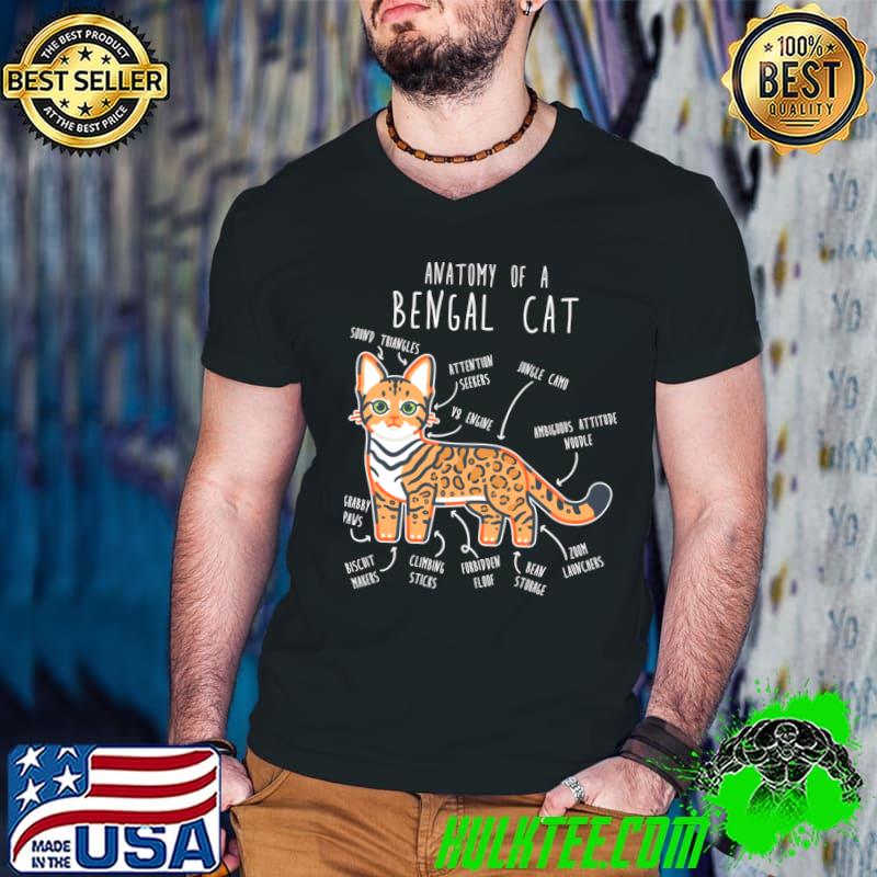 Bengal Cat Anatomy Sound Attention Seekers Jungle Camo T-Shirt Guys V Neck Bengal Cat Anatomy Sound Attention Seekers Jungle Camo T-Shirt Guys V Neck