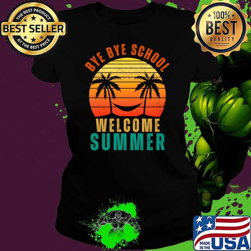 Bye Bye School Teacher Welcome Summer Retro Palms Tree T-Shirt
