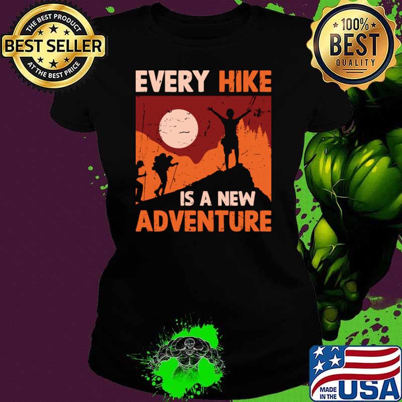 Each Hike Is A New Adventure I Hiking Mountain Sun Retro T-Shirt