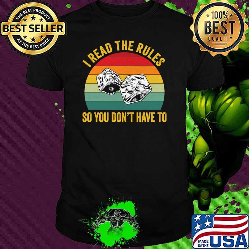 I Read The Rules So You Don't Have To Vintage Board Game Geek T-Shirt Unisex I Read The Rules So You Don't Have To Vintage Board Game Geek T-Shirt Unisex