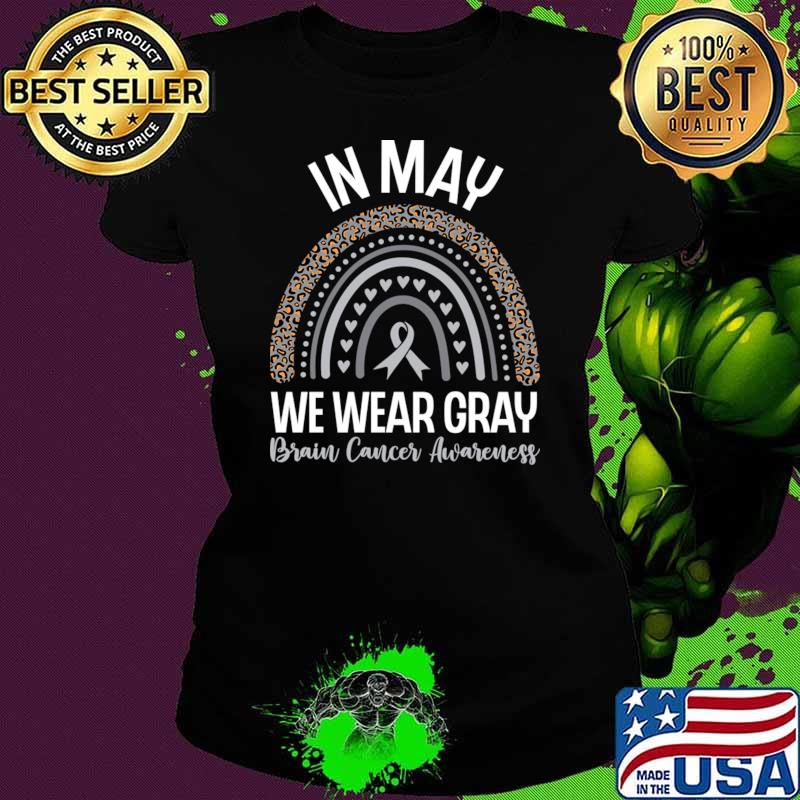In May We Wear Gray Brain Cancer Awareness Month Rainbow Leopard T-Shirt