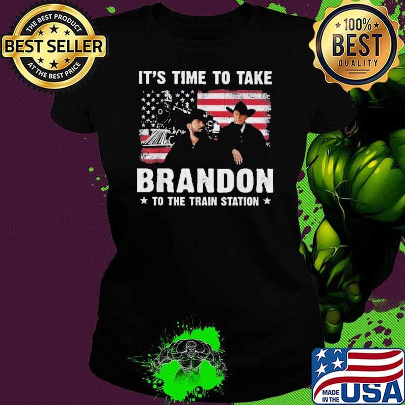 It's time to take Brandon to the train station America flag shirt